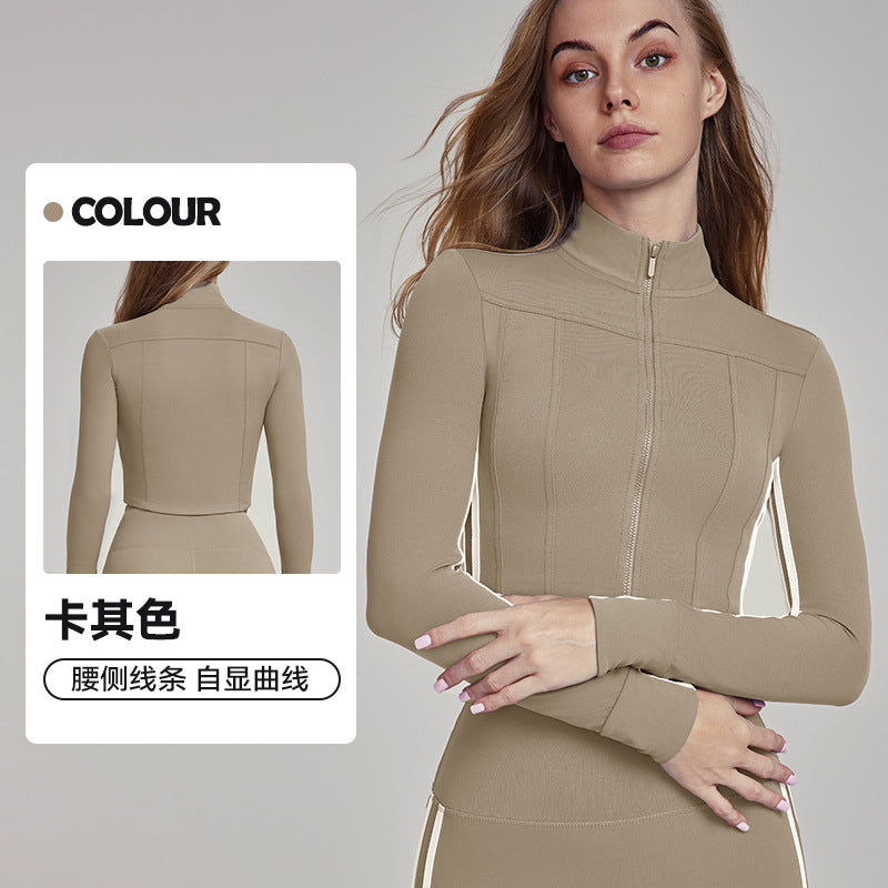 09/2024 Yoga coat Women's advanced sense slim standing collar zipper top Yoga fitness sports long sleeves