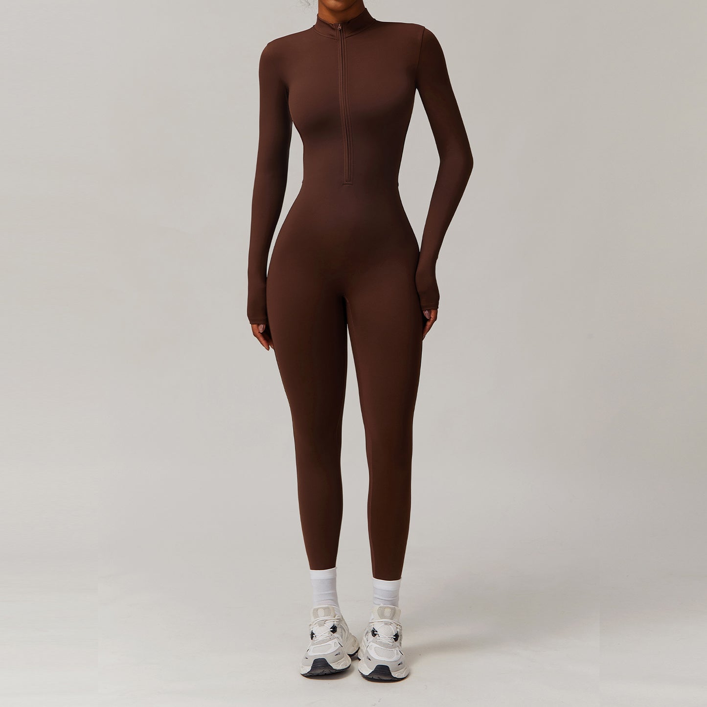 09/2024 Zipper nude tight plus velvet yoga jumpsuit outdoor warm jumpsuit running fitness suit 8445