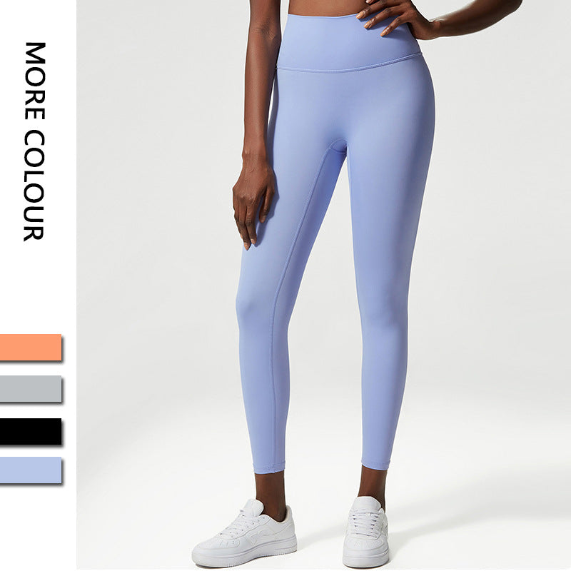 Cross-border  yoga pants high waist nude nine-point pants women's sports leggings European and American hip-lifting fitness pants