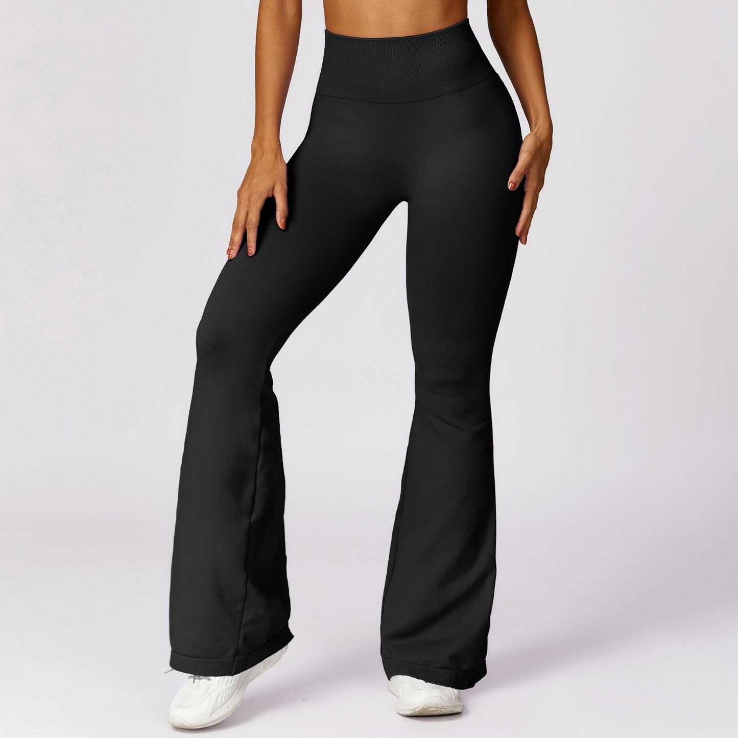 05/2024  Europe and the United States wide leg tight seamless hip lift yoga bell-bottom pants abdominal high waist micro casual sports pants 7502