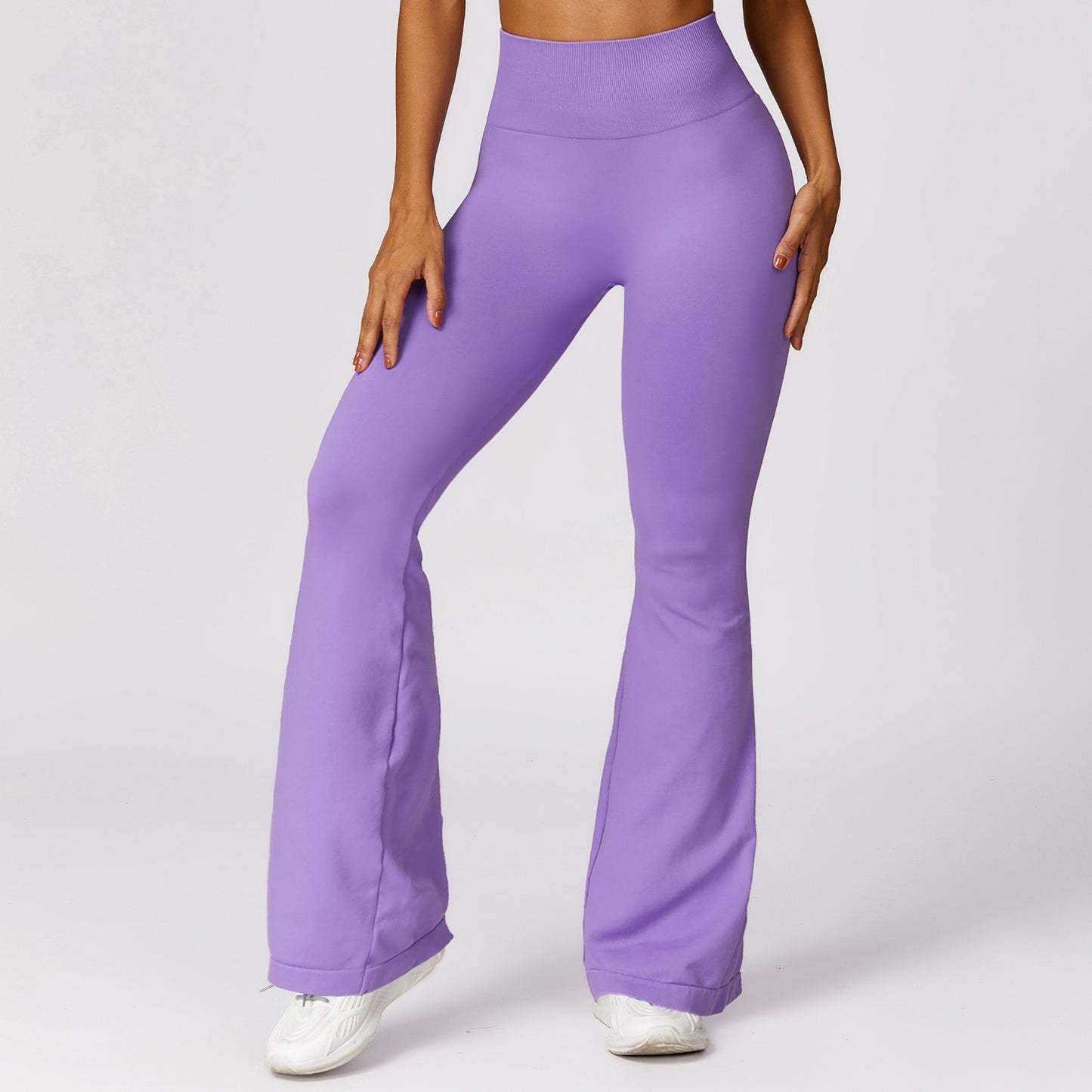 05/2024  Europe and the United States wide leg tight seamless hip lift yoga bell-bottom pants abdominal high waist micro casual sports pants 7502