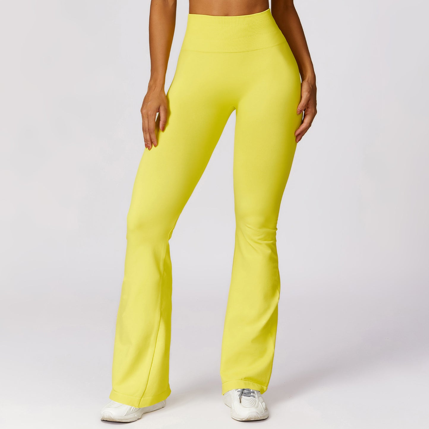 05/2024  Europe and the United States wide leg tight seamless hip lift yoga bell-bottom pants abdominal high waist micro casual sports pants 7502