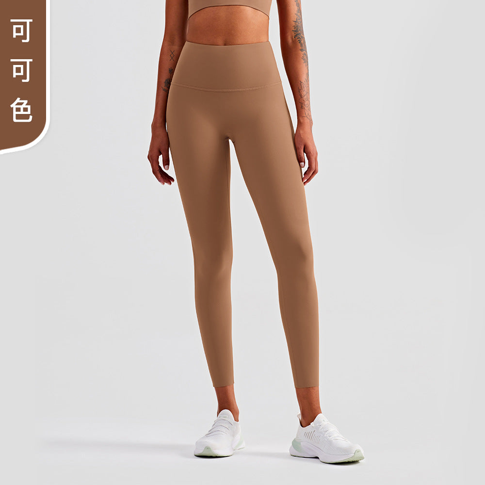 08/2024 update 25 colors new high waist Lycra yoga pants Europe and the United States high-end nude sense no T peach hip lift fitness tights