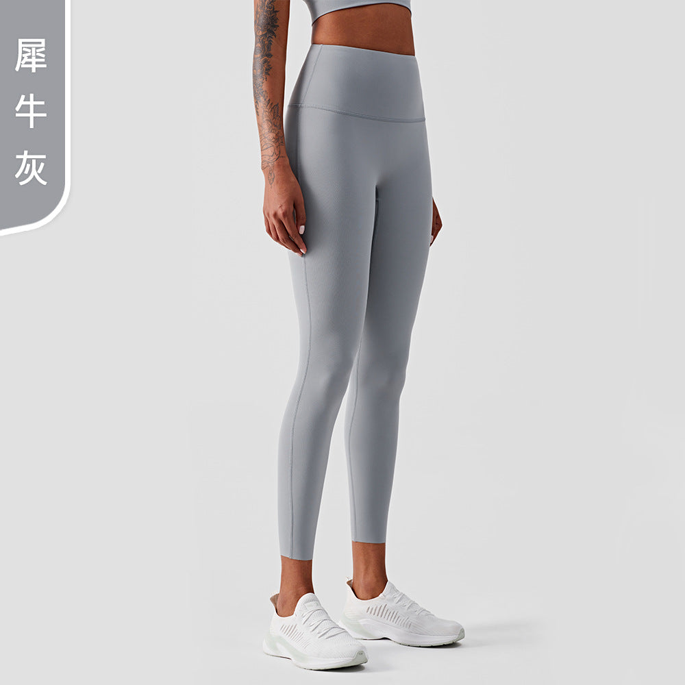 08/2024 update 25 colors new high waist Lycra yoga pants Europe and the United States high-end nude sense no T peach hip lift fitness tights