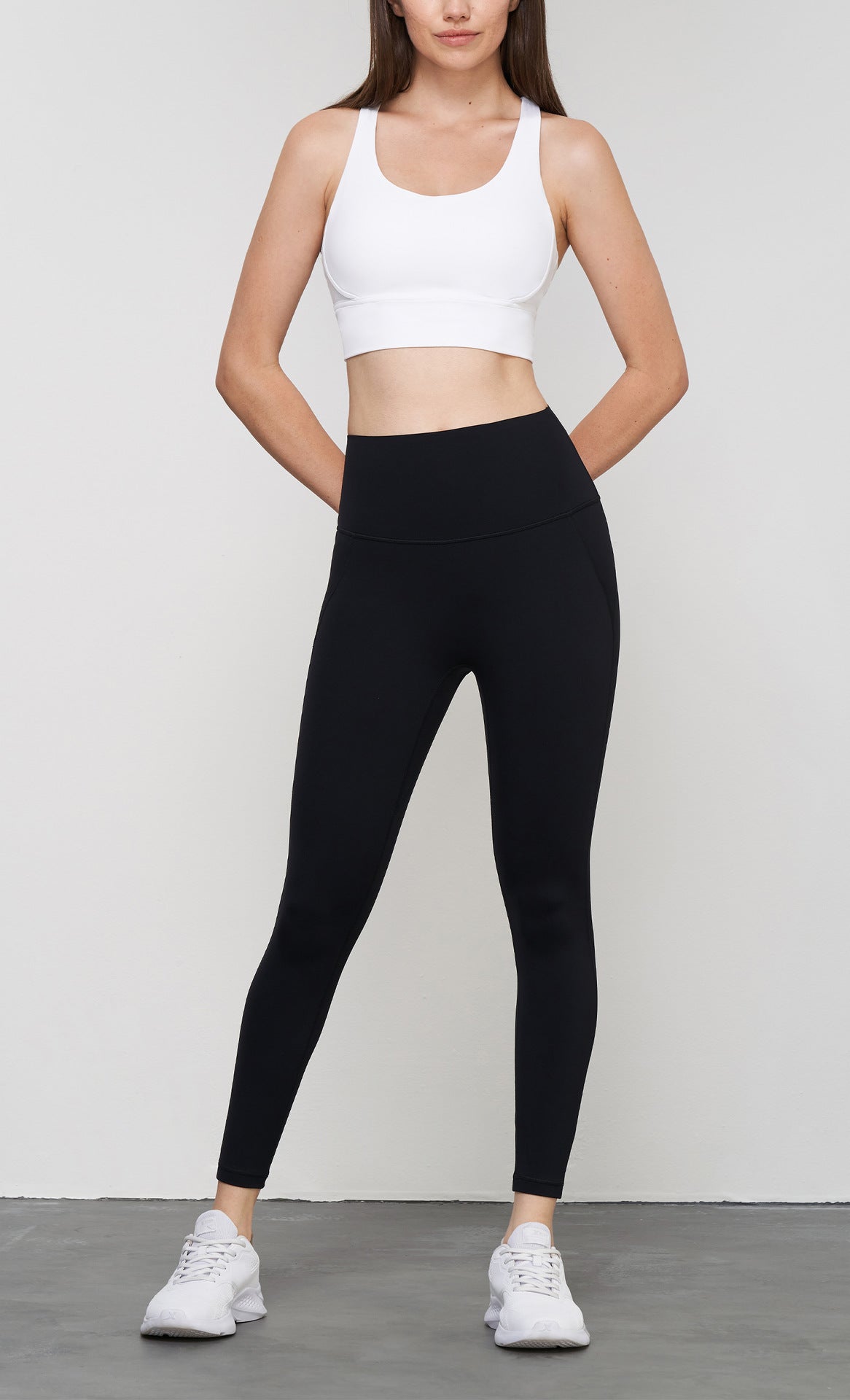 High-end reflective hip line peach pants High waist non-marking anti-rolling sports tights one-piece no-T fitness trousers