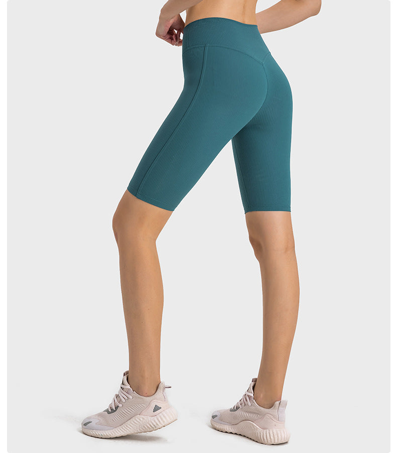 SPR pumped ribbed fitness yoga 5-point pants high waist honey sports cycling shorts women