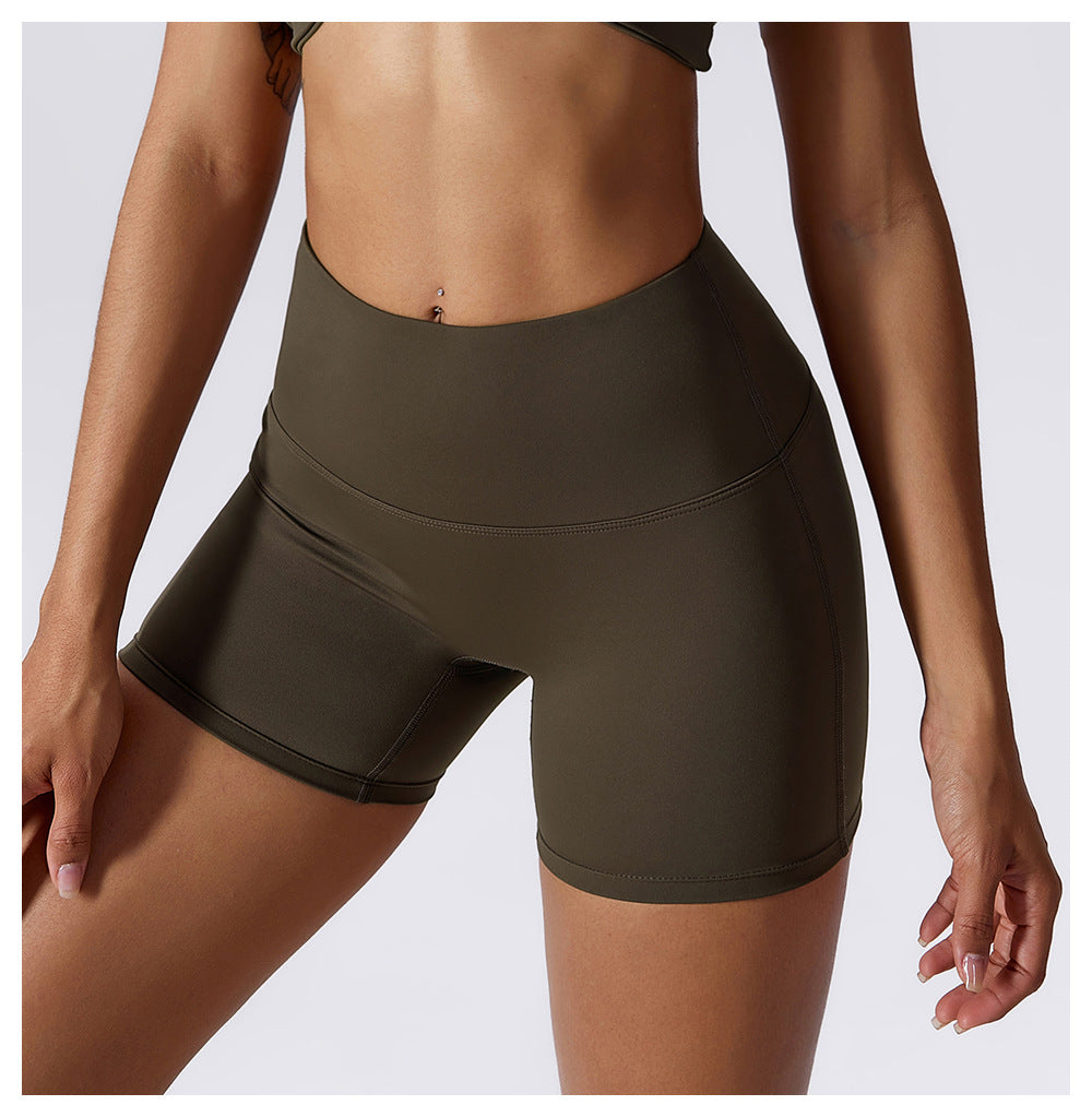 Candy color quick-drying naked yoga shorts hip-lifting running fitness shorts tight high waist sports leggings 8013